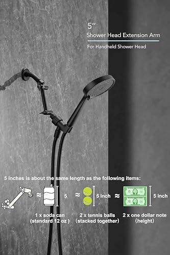 5 Inch Adjustable Shower Head Extension Arm With Locking Set Screw, Singing Rain Metal Matte Black Angle Height Adjustable, Easy To Install, G1/2 Universal Connector Compatible (Matte Black Finish) - color: 3. Matte Black, style: 5 inch