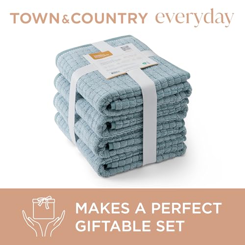 TOWN & COUNTRY EVERYDAY 6-Piece Textured Windowpane Set, 2-Bath Towels, 2-Hand Towels, 2-Washcloths, 100% Cotton, Plush & Absorbent 550GSM, Aqua Blue - color: Aqua Blue
