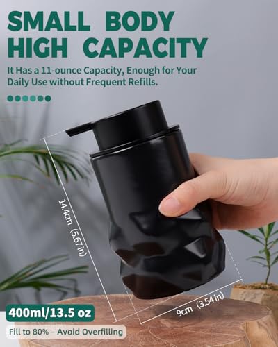 BosilunLife Hand Soap Dispenser - Foam Soap Dispenser Bathroom Ceramic Dish Liquid Soap Dispenser for Kitchen, Bathroom Countertop Soap Dispensers (Black-Foam-Sculpt) - color: Black-foam-sculpt