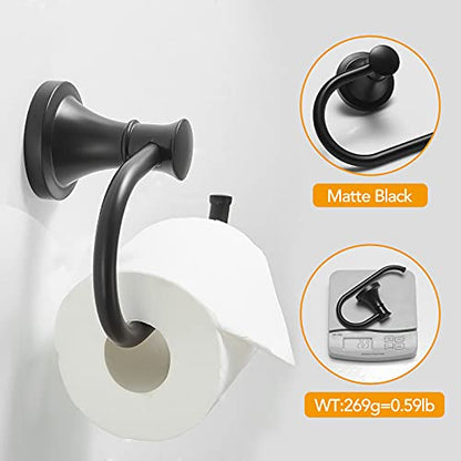 Toilet Paper Holder Wall Mount Bathroom Tissue Roll Holder Matte Black | Pivoting Tissue Roll Holder, High Quality Stainless Steel Hand Towel Ring Rustproof, Bathroom Accessories,Toilet Storage - color: Matte Black