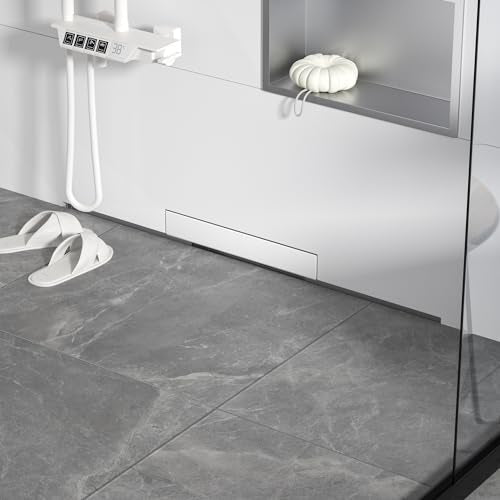 Linear Wall Drain 30’’, CUPC Certified | 304 Stainless Steel Side Drain w/ Tiled Grate & Hair Strainer, Brushed Tiled Shower Drain for Bathroom - size: 30"