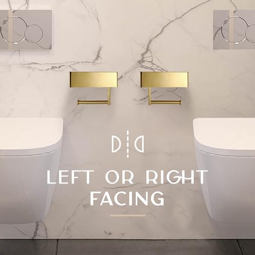 Day Moon™ - Toilet Paper Holder with Shelf - Modern Roll Holder for Bathroom - 1 Pack - Wall Mount - with Storage, Gold - color: Gold