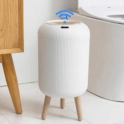 URALFA Automatic Bathroom Trash Can with Lid, 3 Gal Motion Sensor Trah Can | Touchless Sensor Garbage Can, Auto Trash Bin with Removable Legs, Smart Waste Basket for Bedroom, Office, Restroom, White - color: White, style: Automatic with Legs