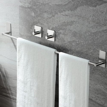 Taozun Towel Bar - 2 Packs Adhesive Hooks | 32 Inch Towel Holder, Hand Towel Rack Stick on Wall, Stainless Steel Bathroom Hardware Accessory Kit - color: Silver, size: 32-inch