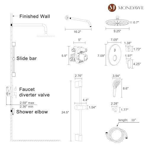 MONDAWE 9 Inch Wall Mounted Shower Faucet Set in Oil Rubbed Bronze, Rainfall Shower Head with 3-Setting Handheld Spray Shower Set Combo, High Pressure Shower System with Solid Brass Valve - color: Oil Rubbed Bronze, style: 9 IN - Without Tub Spout