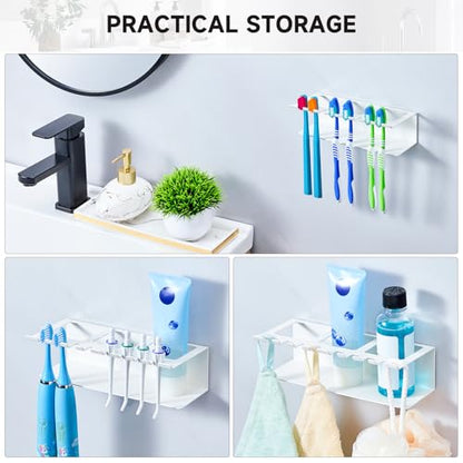 Electric Toothbrush Head Holders, Electric Toothbrush Holders Wall Mounted, Shower Electric Head Holder, Toothbrush and Toothpaste Holder, Tooth Brushing Holder for Bathroom (White, Large) - color: White, size: Large