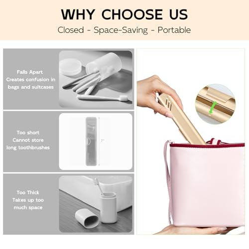 Travel Toothbrush Case, Portable Toothbrush Holder, Durable Aluminum Toothbrush Storage Box, Small Breathable Manual Toothbrush Container for Traveling, School, Camping, Business Trip - Gold - color: Gold