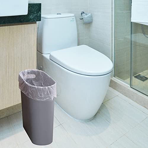 ROYFACC Small Trash Can Plastic Bathroom Wastebasket 3.2 Gallon Slim Garbage Container Bin with Handle for Home Kitchen Bathroom Bedroom Office, 2 Pack (Grey) - color: Grey