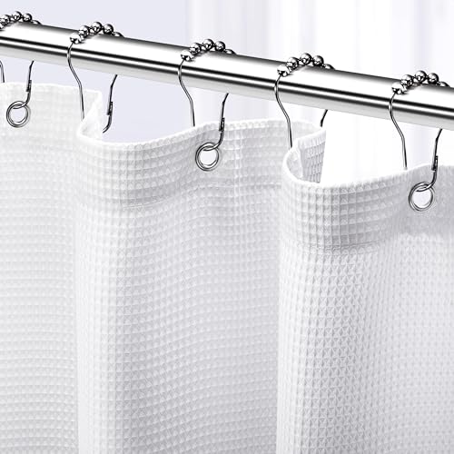 NEATERIZE Stall Shower Curtain White - Hotel Style Shower Curtains for Bathroom with Waffle Design, 36x72 Inches - White Fabric Shower Curtain - Cortinas de Baño Elegantes - size: 36"W x 72"L (Pack of 1)