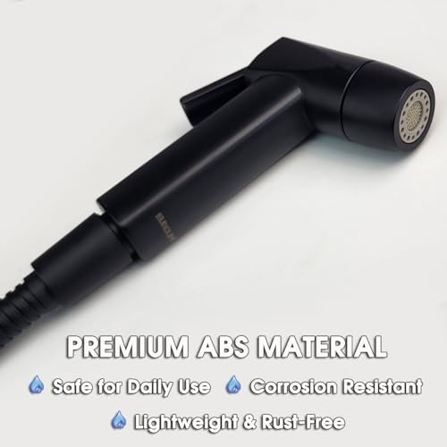 Handheld Bidet Sprayer for Toilet, Lockable Push Button, 2 Spray Modes, High Pressure ABS Bidet Sprayer Set with Hose & T-Valve, Easy Install – Black - color: Black Color