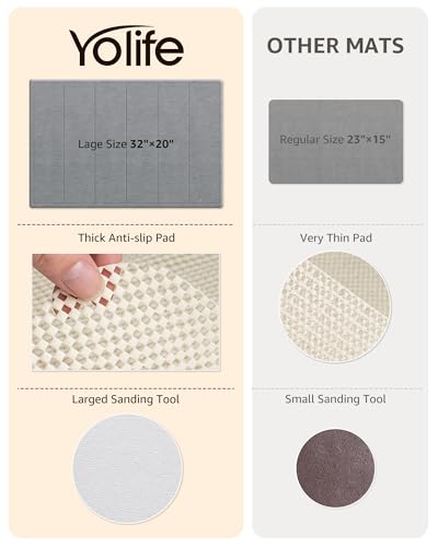 Yolife 32"x 20" Stone Bath Mat Large, Diatomaceous Earth Bath Mat for Bathroom, Super Absorbent Quick Drying Stone Shower Mat, Non-Slip Natural Diatomite Bathroom Floor Mat, Easy to Clean (Dark Grey) - color: Dark Grey