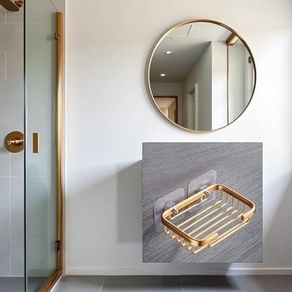 Gold Soap Holder for Shower Wall, Stainless Steel Adhesive Soap Dish, Bathroom Storage Rack, Drill Free Soap Holder Storage Rack Soap Dishes, Bathroom Accessories