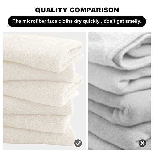 MOONQUEEN Microfiber Facial Cloths Fast Drying Washcloth 12 Pack - Premium Soft Makeup Remover Cloths - Cream - color: Cream, size: 12x12 Inch (Pack of 12)