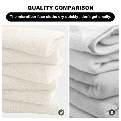 MOONQUEEN Microfiber Facial Cloths Fast Drying Washcloth 12 Pack - Premium Soft Makeup Remover Cloths - Cream - color: Cream, size: 12x12 Inch (Pack of 12)