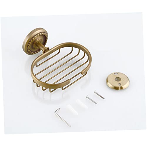 SHOWERORO Wall Mount Soap Holder Vintage Soap Basket Solid Brass Soap Shelf Wall Mounted Soap Holder Bronze Adhesive Soap Dish