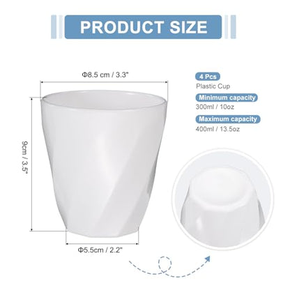 uxcell 4 Pcs Simple Toothbrush Cup, 13.5 OZ Reusable Bathroom Tumbler, 2.2 x 3.5 Unbreakable Plastic Cups for Storing Toothpaste Makeup Brush Holder Water Beverages Combs, White - color: White