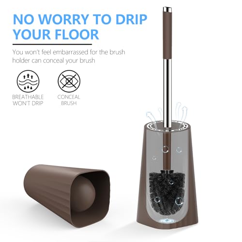 SetSail Toilet Brush, Compact Size Toilet Bowl Brush and Holder Toilet Brushes for Bathroom with Stainless Steel Handle Toilet Cleaner Brush with Durable Scrubbing Bristles, 3 Packs,Brown - color: Brown, size: 3 packs