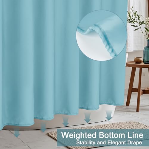 AooHome Standard 72x72 inch Shower Curtain Liner, Soft Polyester Solid Color Shower Curtain with Hooks, Weighted Hem, Water Repellent, Blue - color: Blue, size: 72"W x 72"L (Pack of 1)