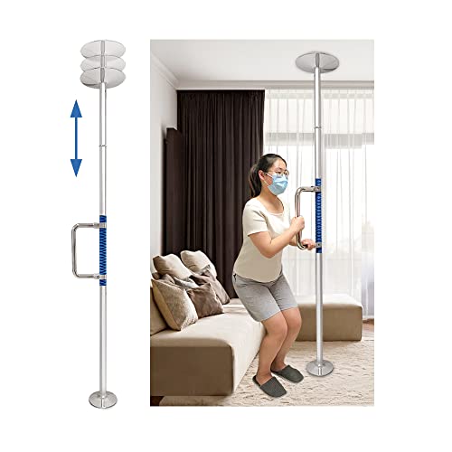 Transfer Pole Security Grab Bar Floor to Ceiling Bed Pole for Elderly Disabled Standing Aids Toilet Safety Rails Heavy Duty Handle Handicap Medical Freestanding Pole Adjustable Transfer Support Bar