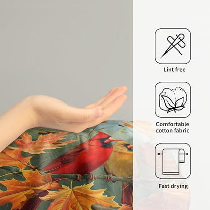 Giwawa Fall Birds Hand Towel Set of 2 Autumn Trees Maple Leaves Orange Towel Rustic Thanksgiving Face Towel Ultra Soft Fast Drying Seasonal Dish Wash Cloth for Hotel Bathroom Gym Home - color: Fall Birds