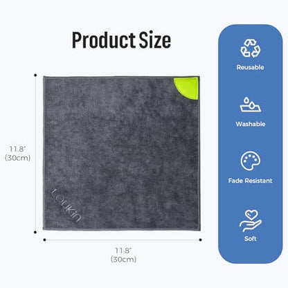 loukin Magnetic Whiteboard Cloth, Thick Microfiber Cloth with Cleaner | 12" x 12", Built-In Strong Magnet, Washable & Reusable, Scratch-Free, Wet & Dry Cleaning, Lint-Free, Multi-Surface Use