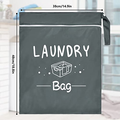2 Pcs Large Travel Laundry Bags - Waterproof Wet/Dry, Washable, Drawstring, Bathing Suit, Workout, Gym Clothes, Swimming, Yoga - Green, Grey - color: Green+Grey