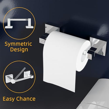RUACQ 3 Pieces Bathroom Hardware Set, SUS 304 Stainless Steel Toilet Paper Holder, Towel Ring, 18-inch Towel Bar Set, Wall Mounted, Heavy Duty(Chrome) - color: Chrome, size: 3pcs