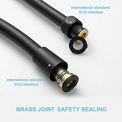 OFFO Ultra-Flex Shower Hose, 120 in Premium RV PVC Handheld Shower Head Hose Flex Hoses Extension with Brass Insert and Nut for Bathing Pet Bathing, Matte Black - color: Matte Black, size: 120 in