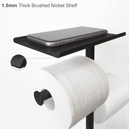 GZILA Toilet Paper Holder Stand with Shelf, Marble Base Free Standing Toilet Paper Double Roll Holder Dispenser, SUS 304 Stainless Steel Storages 5 Reserve Rolls Matte Black - color: Matte Black - 2 Dispensers