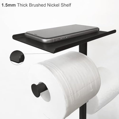 GZILA Toilet Paper Holder Stand with Shelf, Marble Base Free Standing Toilet Paper Double Roll Holder Dispenser, SUS 304 Stainless Steel Storages 5 Reserve Rolls Matte Black - color: Matte Black - 2 Dispensers