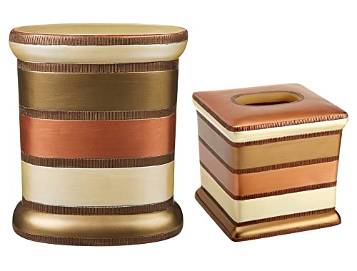 Zahari Home 2pc Contempo Luxury Bath Accessories Set Waste Basket & Tissue Box Modern Classic Contemporary Decorative Beautiful Designs Stylish Bathroom Accessories Set - color: Contempo, style: Waste Basket & Tissue Box Set
