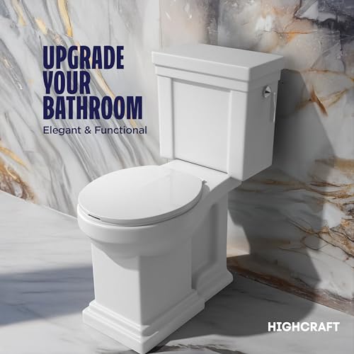 HIGHCRAFT Premium Round Toilet Seat with Adjustable Hinges - Molded Plastic Toilet Seat - Fits Standard Round Toilets - Round Seat in White - color: White, size: Round