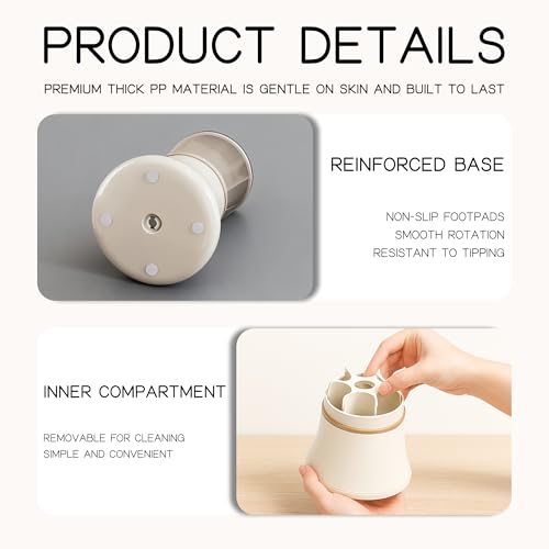 Makeup Brush Holder with Lid Cosmetic Tools Organizer 360 Rotating Waterproof Dustproof Make Up Brushes Storage for Vanity Bathroom Countertop - color: White slender