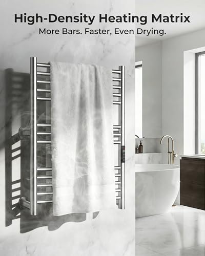 Heated Towel Rack Foldable Smart Dual-Zone APP No-Drill Brushed CA3 - color: Brushed, size: Ultra-13Bar H27.56 x W21.65