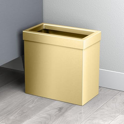 Gatco Modern Rectangle Wastebasket, Brushed Brass - Stainless Steel Trash Can with Removable Lid, Leakproof, 3 Gallon Capacity for Bathroom, Bedroom, Kitchen, or Office - color: Brushed Brass