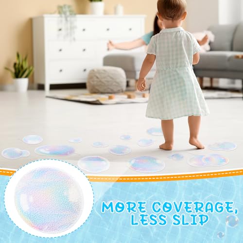 Fullhawl 30 Pcs Clear Bubble Non Slip Bathtub Stickers Colorful Bubble Anti Slip Shower Stickers Shower Floor Nonslip Sticker Applique Adhesive Decals Treads with Scraper for Bathtub Bathroom Floor - style: Clear Bubble