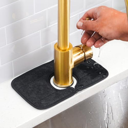 Ternal The Original Sinkmat Drip Catcher & Splash Guard, Faucet Mat for Sinks Absorbent Microfiber, Machine Washable Counter Protector & Drying Mat for Kitchen, Bathroom or RV [Black, Mini, 1 Pack] - size: 9in Mini