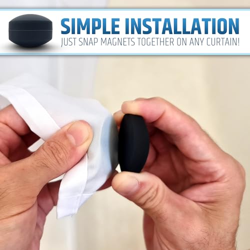 Powerful Anti-Billowing Magnetic Shower Curtain Weights for Splash-Free Bath Experience - 360° Silicone Wrapped - Will Never Rust - Heavy Magnets Prevent Curtain Liners from Blowing | 4 Pairs | Black - color: Black, size: 4 Standard Pairs