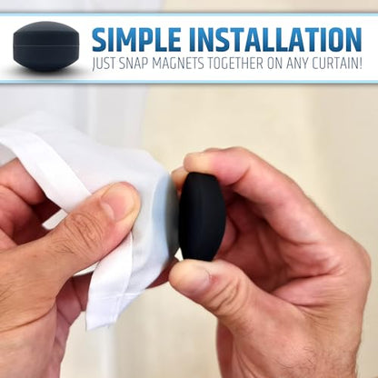Powerful Anti-Billowing Magnetic Shower Curtain Weights for Splash-Free Bath Experience - 360° Silicone Wrapped - Will Never Rust - Heavy Magnets Prevent Curtain Liners from Blowing | 4 Pairs | Black - color: Black, size: 4 Standard Pairs