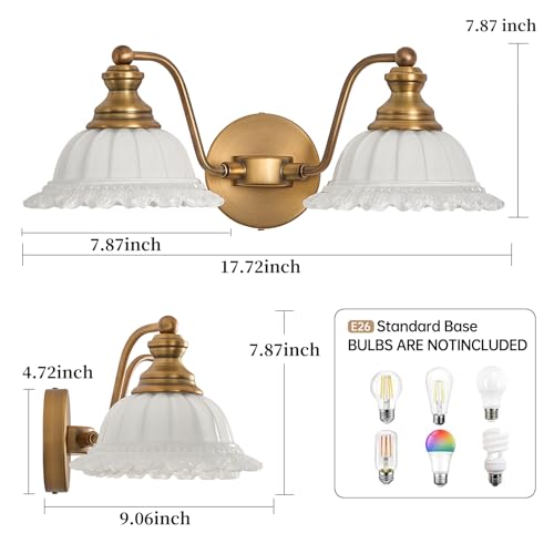 XIEDUN White 2 Light Vanity Lights for Bathroom Vanity Light Fixtures - color: Brass and White, size: 2 Light