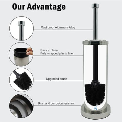 Silver Chrome Toilet Bowl Brush with Holder with Removable Plastic Liner, Durable Bathroom Cleaning Tool, Bathroom Cleaner Brush for Efficient Cleaning and Hygiene - color: Chrome(mbb4803)