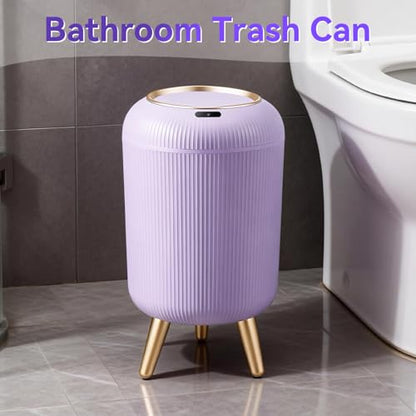 Bathroom Trash Can Automatic Touchless,3 Gallon Purple Gabage can | Motion Sensor Trash Can with Lid and legs,Smart Diaper Garbage Bin,Auto Small WasteBasket for Bedroom,Office,Restroom,Laundry - color: Purple