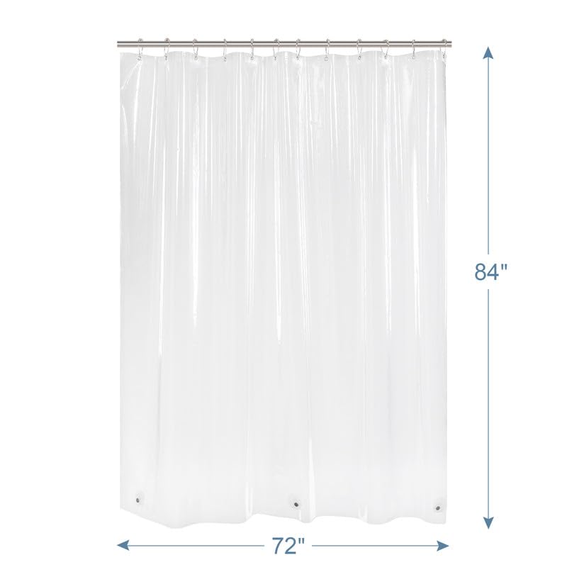 Extra Long Shower Curtain Liner 72 x 84 Clear Shower Liner Medium Weight PEVA Waterproof Inside Shower Curtains for Bathroom with 3 Magnets and Rustproof Grommets - color: Clear, size: 72"W x 84"L (Pack of 1)