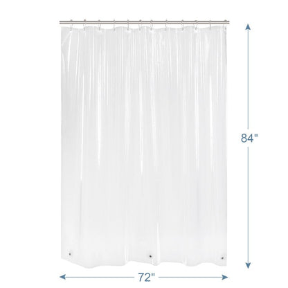Extra Long Shower Curtain Liner 72 x 84 Clear Shower Liner Medium Weight PEVA Waterproof Inside Shower Curtains for Bathroom with 3 Magnets and Rustproof Grommets - color: Clear, size: 72"W x 84"L (Pack of 1)