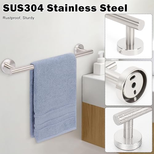 Livabber Bath Towel Bar, 304 Stainless Steel Towel Rack, Heavy Duty Towel Holder Wall Mounted for Bathroom/Kitchen, Usable Hanging Length-13.4 Inch, Total Length-16 Inch (Brushed Nickel) - color: Brushed Nickel, size: 16 Inch