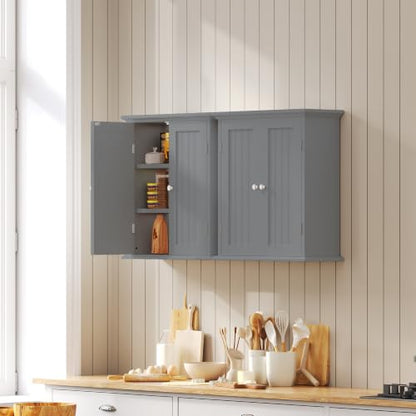 ChooChoo Bathroom Wall Cabinet with 2 Doors, Over The Toilet | 8.8"D x 21.1"W x 24"H, Medicine Cabinet, Adjustable Shelves, Cupboard, Grey - color: Grey, size: 8.8"D x 21.1"W x 24"H