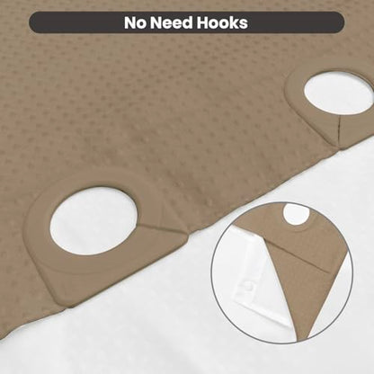 Inhousolu No Hook Shower Curtain with Removable Snap-in Liner, Waffle Weave 230 GSM Polyester, Weighted Hem, Water Repellent Washable, 72 x 72 Inch, Beige - color: Beige, size: 72"W x 72"L (Pack of 1)