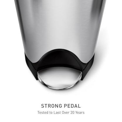 simplehuman 10 Liter / 2.6 Gallon Butterfly Lid Bathroom Step Trash Can, Brushed Stainless Steel with Black Trim - size: 10 liter Brushed