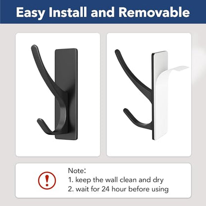 pickpiff 10 Pack Matt Black Self-Adhesive Hook, 13LB Hanger for Coat/Towel - color: Black, size: 10 Pack