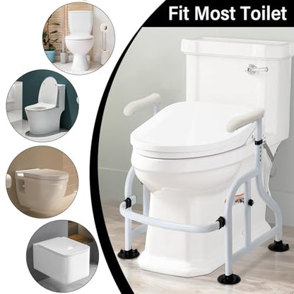 Neoaider Toilet Safety Rails with Adjustable Handrails, 300 Lbs Weight Capacity Toilet Rails, Toilet Safety Frames & Rails for the Elderly, Pregnant Women, Patients